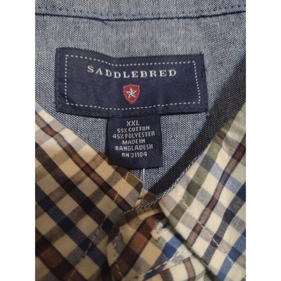 NWT New Saddlebred MultiColor Cotton Polyester Long Sleeve Button Shirt 2XL - Picture 9 of 11